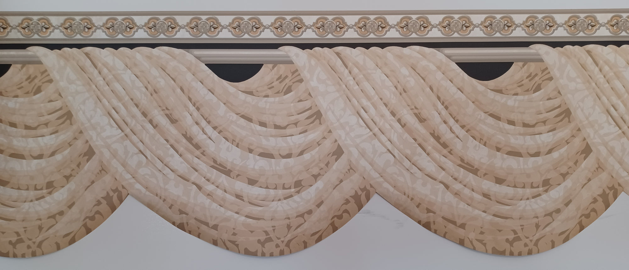 Golden Faux Fabric Swag Laser Cut Wallpaper Border