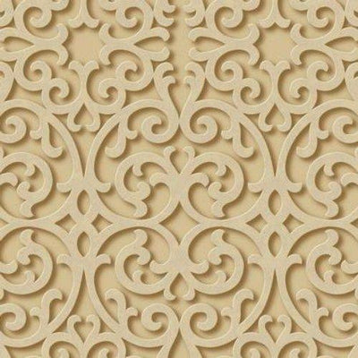 Textured Beige Scroll on Gold with 3-D Look on Sure Strip Wallpaper - all4wallswall-paper