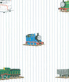 Thomas the Train on White with Blue Stripe on Sure Strip Wallpaper - all4wallswall-paper