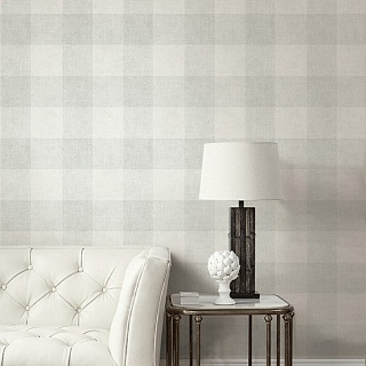 Oversized Grey Checks Unpasted Wallpaper