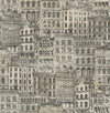 New England Buildings 1800's Sketches Unpasted Wallpaper
