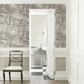 Multi Grey Faux Grasscloth 27" Unpasted Wallpaper