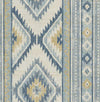 Native American Print in Blues and Gold Unpasted Wallpaper