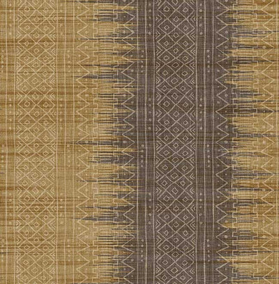 African Mud Cloth Pattern in Carmel and Brown Unpasted Wallpaper