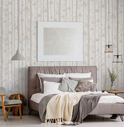 Contemporary Tree with Sheen Paste the Wall Wallpaper - all4wallswall-paper