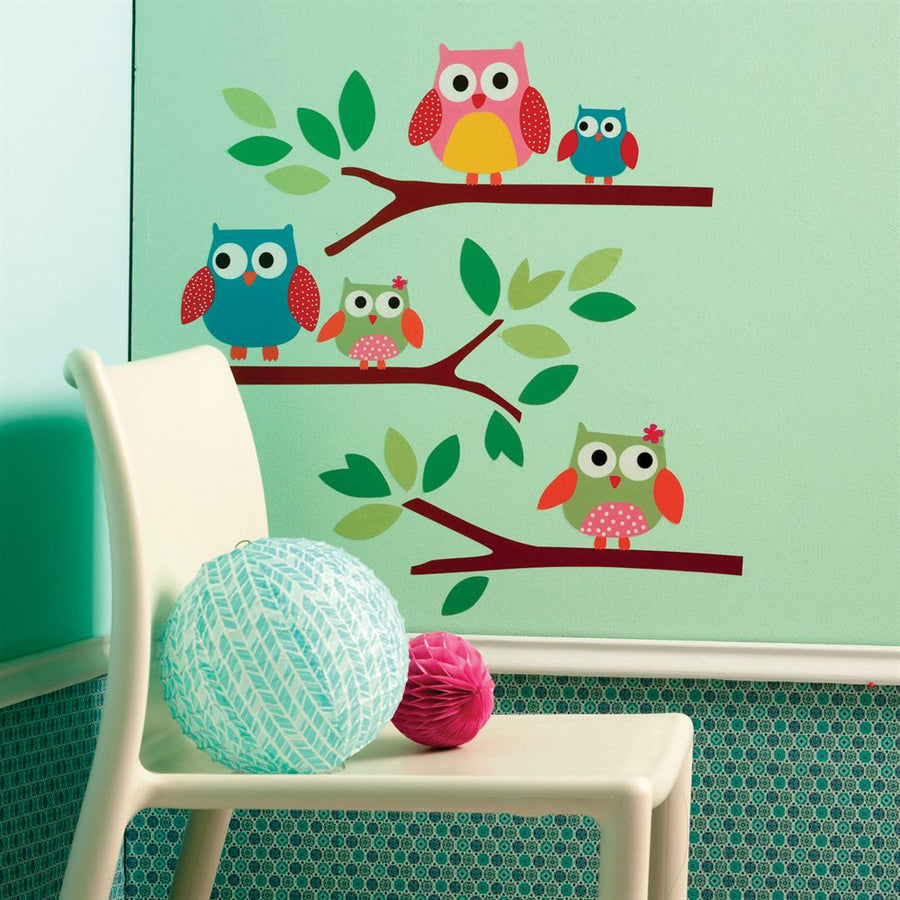 Colorful Owls Vinyl Decals Peel & Stick Appliques - all4wallswall-paper
