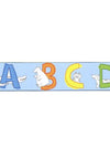 Simple ABC's Animal Alphabet on Blue Mural Blue Edge on Sure Strip Wallpaper Border - all4wallswall-paper