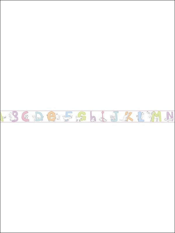 Simple ABC's Animal Alphabet on White Mural Pink Edge on Sure Strip Wallpaper Border - all4wallswall-paper