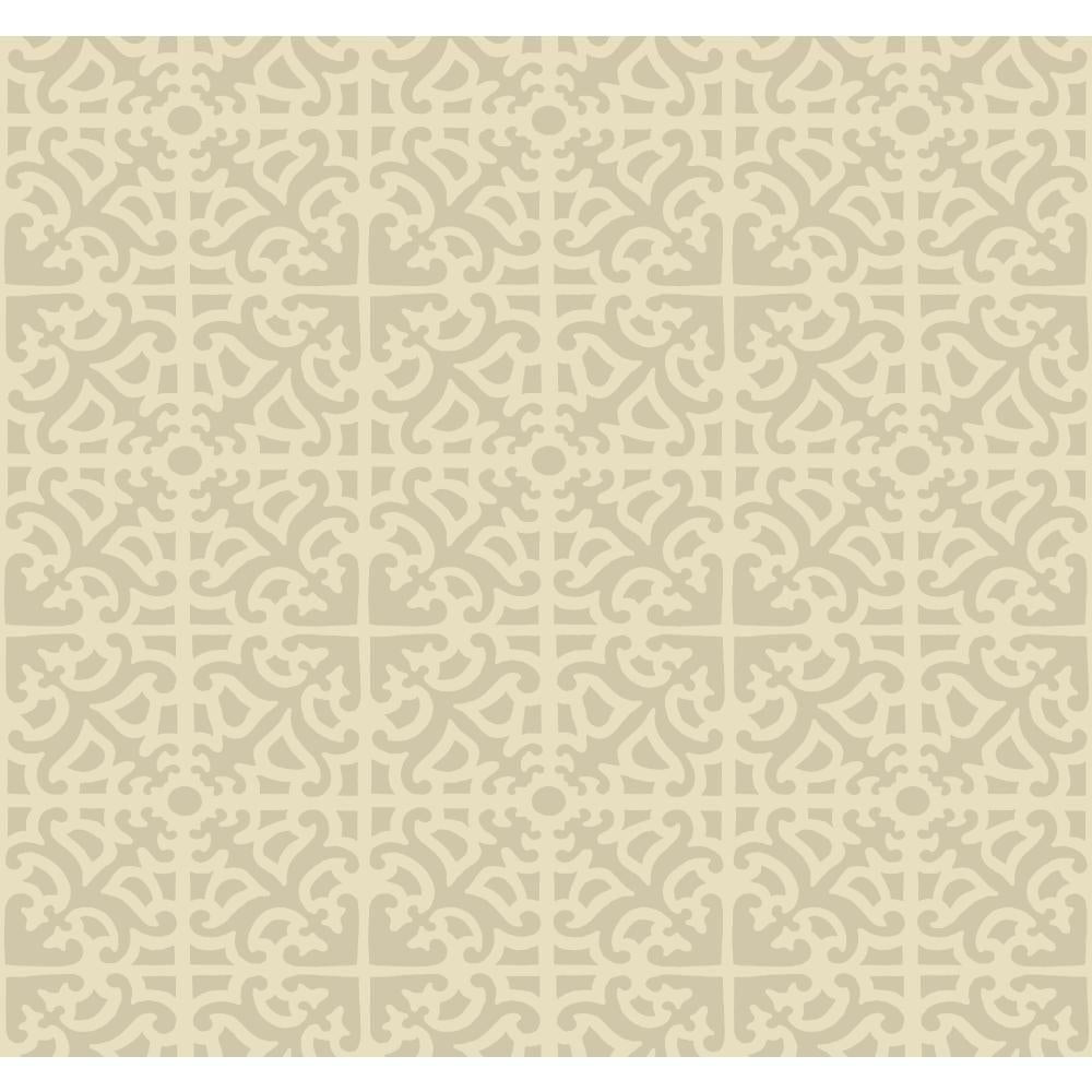 Williamsburg Scroll Cream on Shiny Background India Style Wallpaper - all4wallswall-paper
