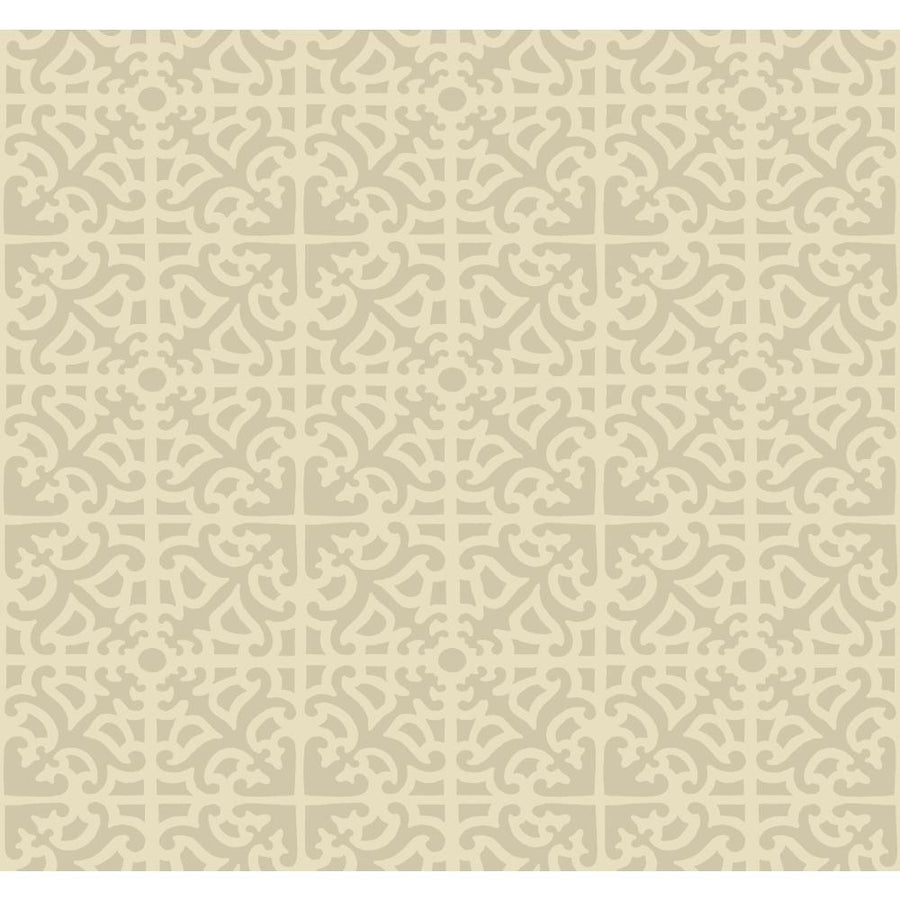 Williamsburg Scroll Cream on Shiny Background India Style Wallpaper - all4wallswall-paper