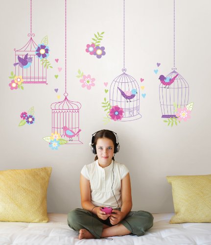 Chirping the Day Away Bird Cages Wall Pops Peel & Stick Appliques