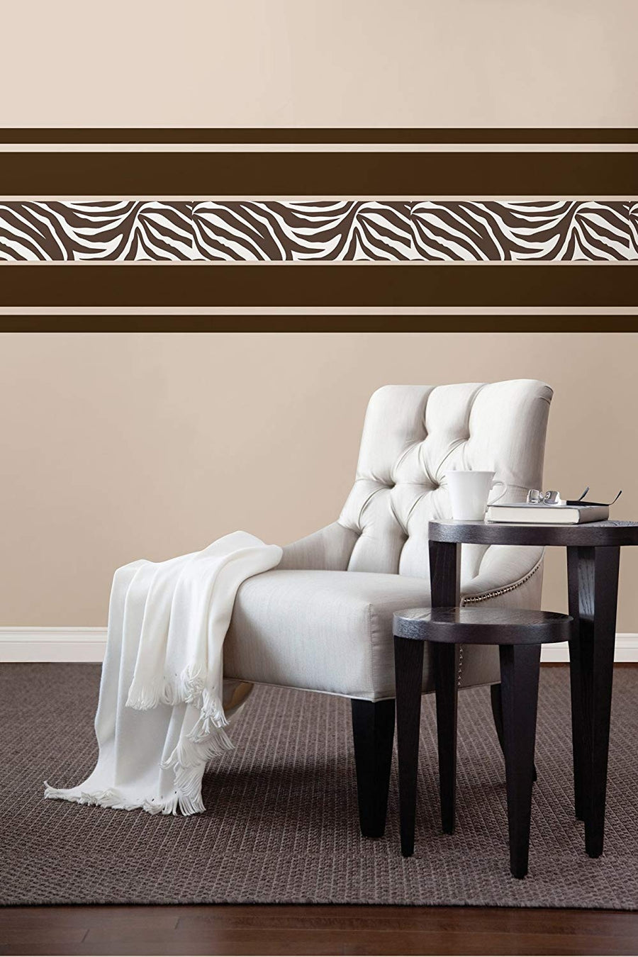 Brown and White Zebra Peel & Stick Wall Pops 16 FT Wallpaper Border - all4wallswall-paper